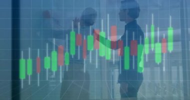 Ofis ortamında tartışan iki kişinin mali veri tablosu animasyonu. Finans, iş, işbirliği, analitik, takım çalışması, strateji