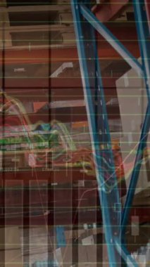 Depo üzerindeki istatistik işleme animasyonu. küresel gönderim ve veri işleme kavramı dijital olarak oluşturulmuş video.