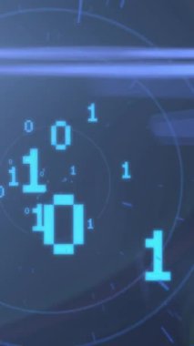 Siyah arkaplanda ikili kodlama animasyonu. küresel teknoloji ve dijital arayüz kavramı dijital olarak oluşturulmuş video.