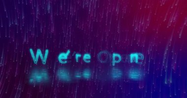 Parlak neon yağmurlu mor ve kırmızı arka plana karşı açık animasyonuz. animasyon, kentsel, canlı, aydınlık, dijital