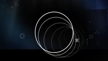 Okul projesinde karanlık arka planda animasyonlu renkli geometrik şekiller. Soyut, şablon, canlı, modern, üç boyutlu, dijital