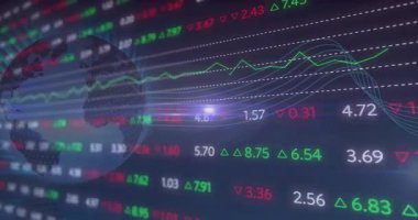 Dijital dünya üzerinde borsa verileri ve küresel finansal eğilimler. Maliye, ekonomi, yatırım, analitik, ticaret