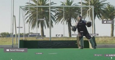 Hokey oynamak, sosyal medya bilgilendirmelerinin animasyonunu yapan bir sporcu. Spor, buz hokeyi, takım çalışması, rekabet gücü, dijital