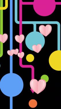 Siyah arkaplan üzerinde hareket eden pembe kalplerin animasyonu. Sevgililer Günü, aşk ve romantizm konsepti dijital olarak oluşturulmuş video.