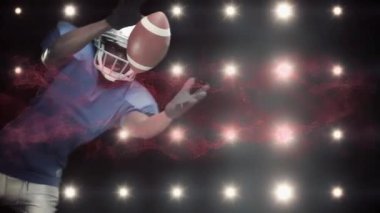 Futbolu yakalamak, dinamik kırmızı ve siyah animasyon arka planına karşı oynamak. Spor, eylem, atletizm, rekabet, enerji, hareket