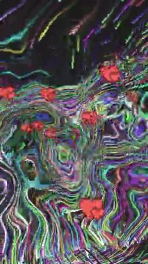 Çizgili arka planda hareket eden kırmızı kalplerin animasyonu. Sevgililer Günü, aşk ve romantizm konsepti dijital olarak oluşturulmuş video.