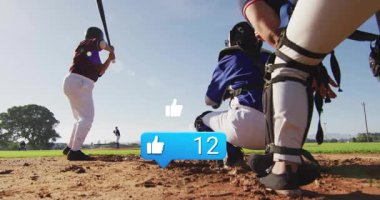 Sosyal medyada sahadaki beyzbol oyuncuları animasyon örtüsünü severler. Spor, takım çalışması, atlet, dijital, çevrimiçi, etkileşim