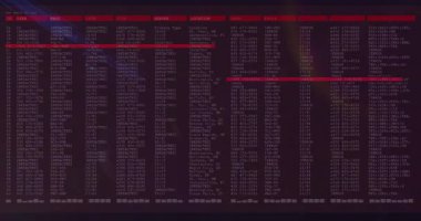 Kullanıcı bilgisi ve ağ detaylarıyla dijital veri tablosunu vurgulayan ışık çizgileri. Teknoloji, yüksek teknoloji, fütüristik, bağlantı, siber uzay, matris