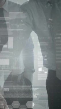 Toplantı planları olan mimarların istatistik ve finansal veri işleme animasyonları. mimari, iş ve veri işleme kavramı dijital olarak oluşturulmuş video.