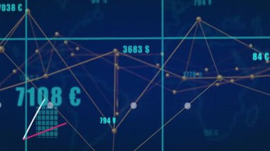 Döviz kurları ve grafiklerinin animasyonu ile finansal verilerin görselleştirilmesi. Finans, veri görselleştirme, ekonomi, analiz, iş dünyası, yatırım