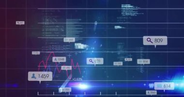 Okuldaki dijital arayüzle ilgili finansal verilerin ve sosyal medya analizlerinin animasyonu. technology, education, finans, innovation, modern, tech