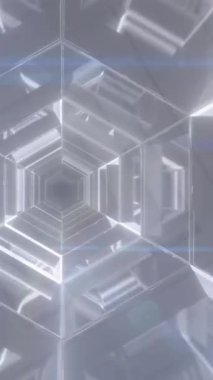 Dijital tünelin üzerindeki karelerin animasyonu. küresel veri işleme, bağlantılar ve dijital arayüz konsepti dijital olarak oluşturulmuş video.