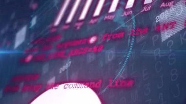 Finansal veri işleme animasyonlu dijital dünya ve ikili kod. Teknoloji, finans, ağ, analiz, kodlama