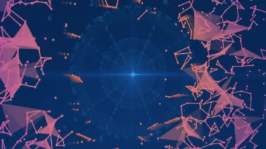 Mavi arkaplanda dairesel tasarım oluşturan soyut geometrik şekillerin animasyonu. örüntü, simetri, illüstrasyon, hareket