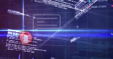 Finansal grafik ve grafikler üzerinde dijital veri ve ikili kod animasyonu. Finans, teknoloji, analiz, ekonomi, ağ, kodlama