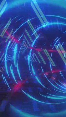 Dijital tünelin üzerindeki üçgenlerin animasyonu. küresel veri işleme, bağlantılar ve dijital arayüz konsepti dijital olarak oluşturulmuş video.