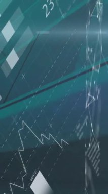 Veri işleme ve istatistik kaydının animasyonu. küresel iş, veri işleme ve dijital arayüz kavramı dijital olarak oluşturulmuş video.