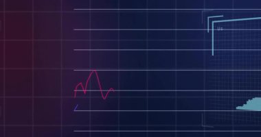 Dijital portre ve veri yüzdeleriyle dalgalanan finansal grafiğin animasyonu. Finans, analitik, teknoloji, yatırım, iş, büyüme