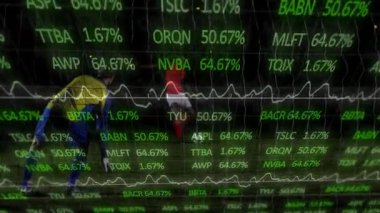Borsa veri animasyonunu renkli spor kıyafetleri giyen kişi üzerinden yapın. Finans, yatırım, hisse senedi ticareti, analiz, dijital, atletizm