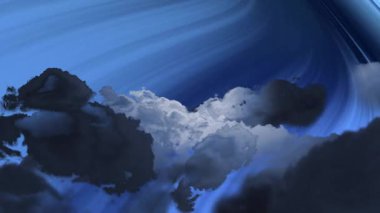 Dönen mavi gökyüzü ve sürüklenen bulutlar soyut animasyon desenleri yaratıyor. Doğa, bulutsal, dingin, ruhani