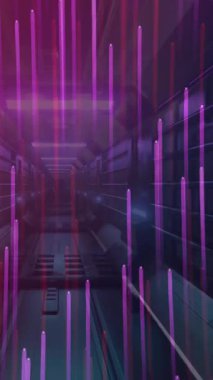 Dijital tünelin üzerindeki ışık izlerinin animasyonu. küresel veri işleme, bağlantılar ve dijital arayüz konsepti dijital olarak oluşturulmuş video.