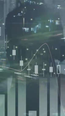 İş adamlarının istatistiksel işlemlerinin animasyonu. küresel iş, veri işleme ve dijital arayüz kavramı dijital olarak oluşturulmuş video.