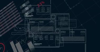 Okulda, veri analizlerini ve istatistikleri çizelgeler ve dünya haritasıyla gösteren animasyonlar. teknoloji, küresel, görselleştirme, eğitim