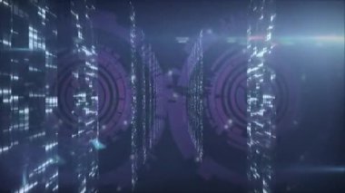 Fütüristik dairesel arayüz tasarımında dijital veri akışlarının animasyonu. Teknoloji, yenilik, ağ, soyut