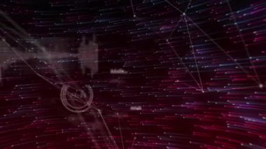 Parlayan çizgilerin ve noktaların canlandırılması hareket halinde soyut ağ bağlantıları oluşturuyor. bağlantı, teknoloji, dijital, fütüristik, dinamik, iletişim