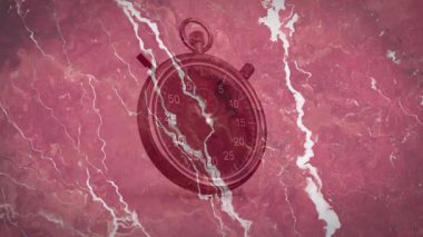 Kırmızı arkaplandaki ışık efektlerini gösteren bir kronometre. Zamanlayıcı, enerji, elektrik, güç, dinamik, geri sayım