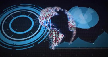 Fütürist dijital arayüzdeki DNA iplikçiklerinin ve veri görselleştirmesinin animasyonu. Biyoteknoloji, genetik, araştırma, yenilik, teknoloji, moleküler