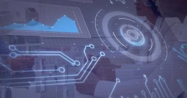 Okulda, modern ofiste işbirliği yapan profesyonelleri kapsayan animasyon. İşbirliği, takım çalışması, yaratıcılık, tasarım, beyin fırtınası, dijital