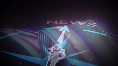 Pusula iğnesinin animasyonu dinamik ışık çizgileriyle NEWS 'i gösteriyor. Navigasyon, yön, keşif, seyahat, rehberlik, hareket