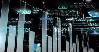 Piyasa eğilimleri ve istatistikleri gösteren finansal veriler ve grafikler. Maliye, analitik, grafikler, ekonomi, büyüme, tahmin