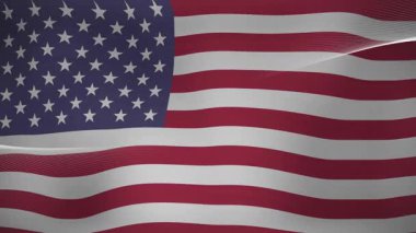 Kırmızı, beyaz ve mavi renkli çizgili Amerikan bayrağı sallıyordu. Vatanseverlik, ABD, kutlama, bağımsızlık, ulusal, bayrak