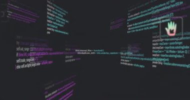 Renkli dijital kod animasyonu ve soyut grafiklerle veri görselleştirmesi. Teknoloji, gelecek, matris, siber uzay, analitik