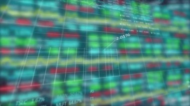 Finansal grafikleri ve eğilimleri yüzdelerle gösteren borsa animasyonu. Finans, yatırım, ekonomi, analitik, iş, veri