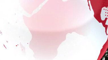 Kırmızı küre ve dijital veri elemanlarıyla flaş haber başlığının animasyonu. Haber kanalı, yayın, gazetecilik