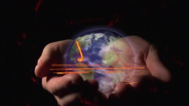 Işıldayan Tehlike ve Ani Hareket gerektiren animasyon, Dünya 'yı ele geçirmek. çevre, küresel, uyarı, uyarı, koruma, uyarı