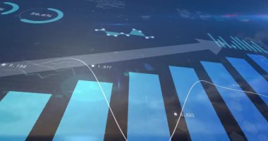 Okul veri analiz yüzdelerini gösteren çizgi grafiklerinin animasyonu. İstatistikler, analitikler, görselleştirme, grafikler, eğilimler, eğitim