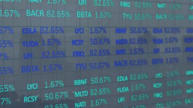 Şehir planındaki değişken borsa verilerinin animasyonu. Maliye, ekonomi, yatırım, ticaret, borsa, analiz