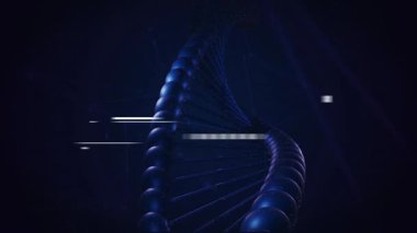 Karanlık uzayda DNA ipliğini bükmek, bilimsel konsepti gösteren animasyon. Genetik, moleküler, araştırma, biyoteknoloji, sarmal, bilim