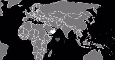 Afrika ve Avrupa haritasındaki belirli ülkeleri vurgulayan kalp simgeleri. Kıta, coğrafya, seyahat, semboller, bağlantı, uluslararası