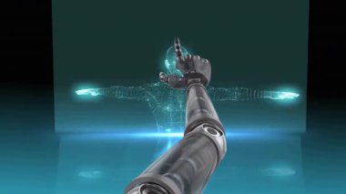 Fütürist sanal çevreyi gösteren dijital hologramın animasyonu. teknoloji, sanal gerçeklik, yenilik, holografik, etkileşimli, siber uzay