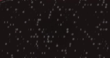 Animasyon oluşturuluyor, dijital veri işleme kavramı için metin üzerinde ikili kod oluşturuluyor. Fütürist, teknoloji, sanal, yenilik