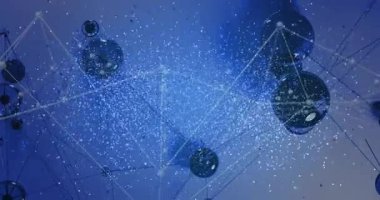 Fütürist teknolojide soyut dijital dalga formlarının ve geometrik şekillerin animasyonu. yenilik, siber, sanal, grafikler