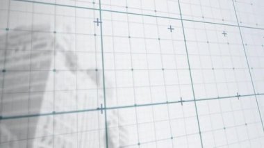 Geometrik desen, ızgara çizgileri ve beyaz arkaplanda soyut şekiller oluşturuluyor. Desen, modern, sanat, kusursuz, dekoratif