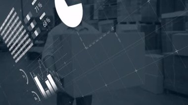 Arkaplanda harita oluşturan metin ve geometrik şekillerle dijital animasyon. Soyut, grafik tasarım, dijital sanat, yaratıcılık, modern, katman