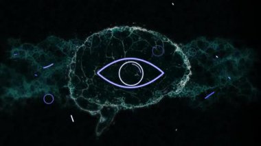 Dijital ağın animasyonu okuldaki parlak çizgilerle dairesel desen oluşturuyor. Teknoloji, bağlantı, eğitim, geleceksel