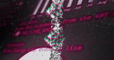 Okul için bilimsel veri işleme animasyonunda DNA ipliği ve ikili kodlama. Bilim, teknoloji, genetik, hesaplama, biyoenformatik, veri analizi